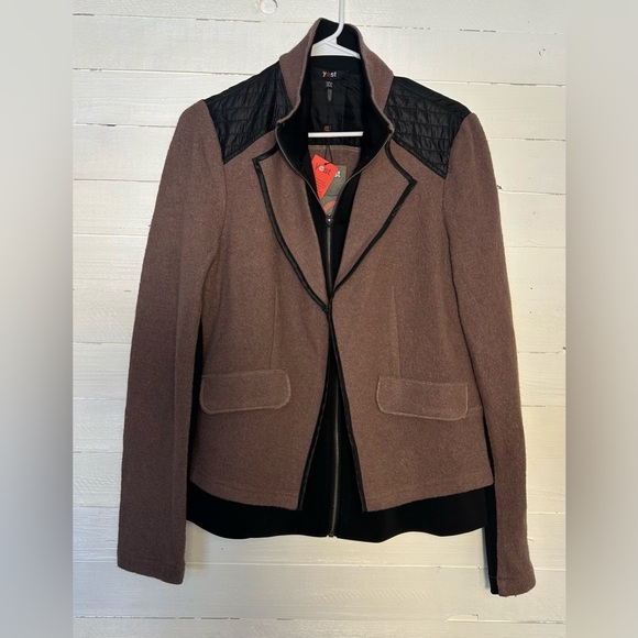 NWT Yest Wool blend dress jacket/blazer, rose tan and black, women’s size 12/XL. - Picture 1 of 8